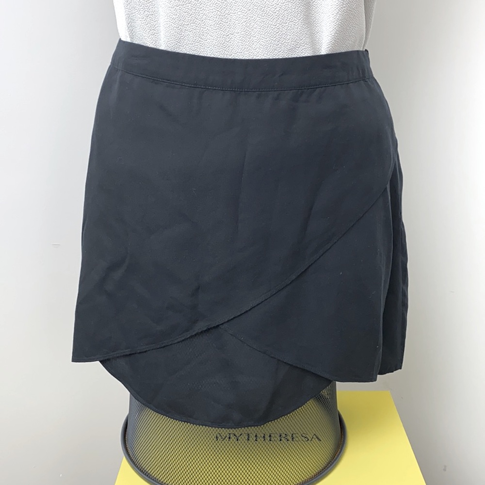 Gentle Fawn Black Wrap Envelope Mini Skirt Size M